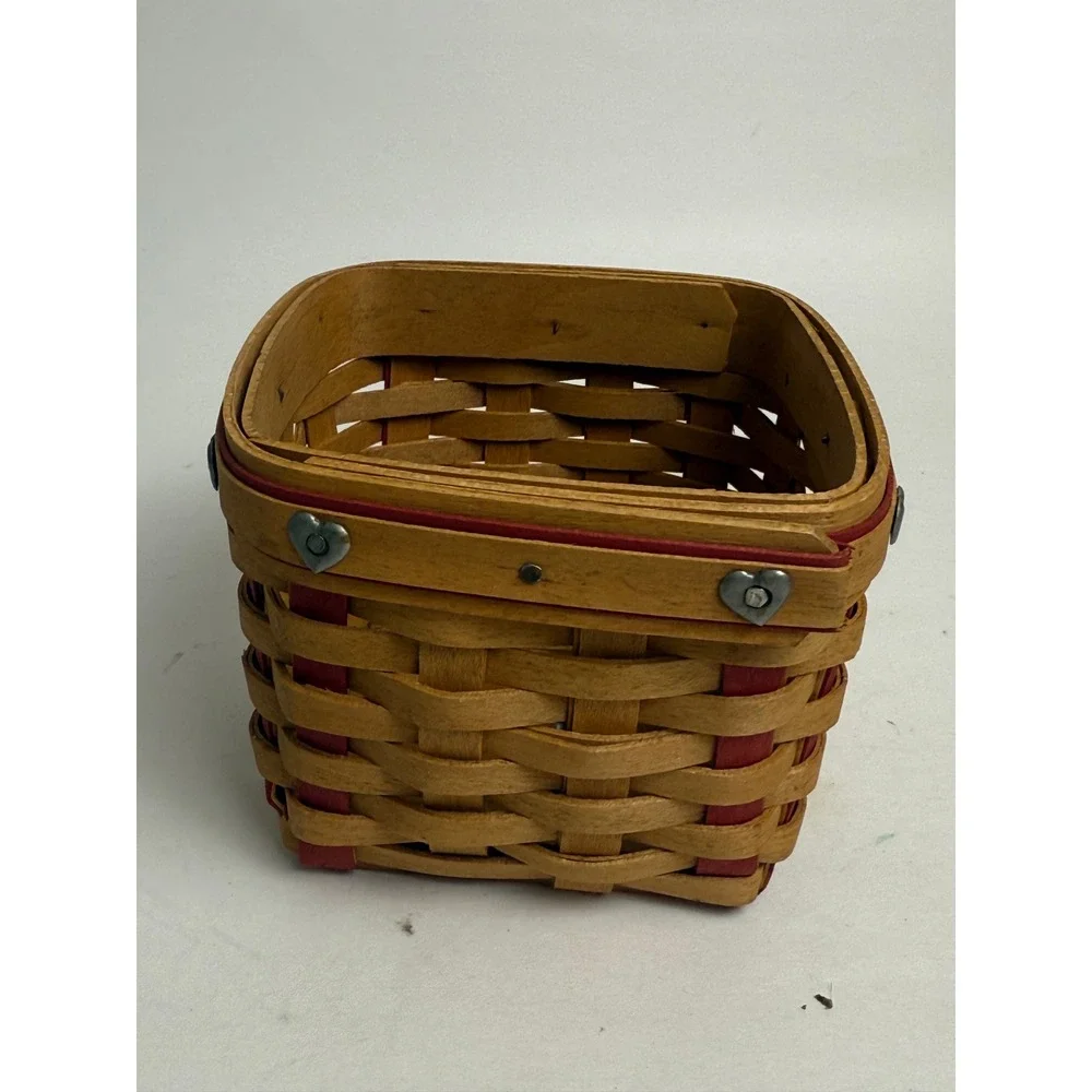 Longaberger Small Sweetest Gift Basket 2002 Red Accent Heart Tacks Handwoven